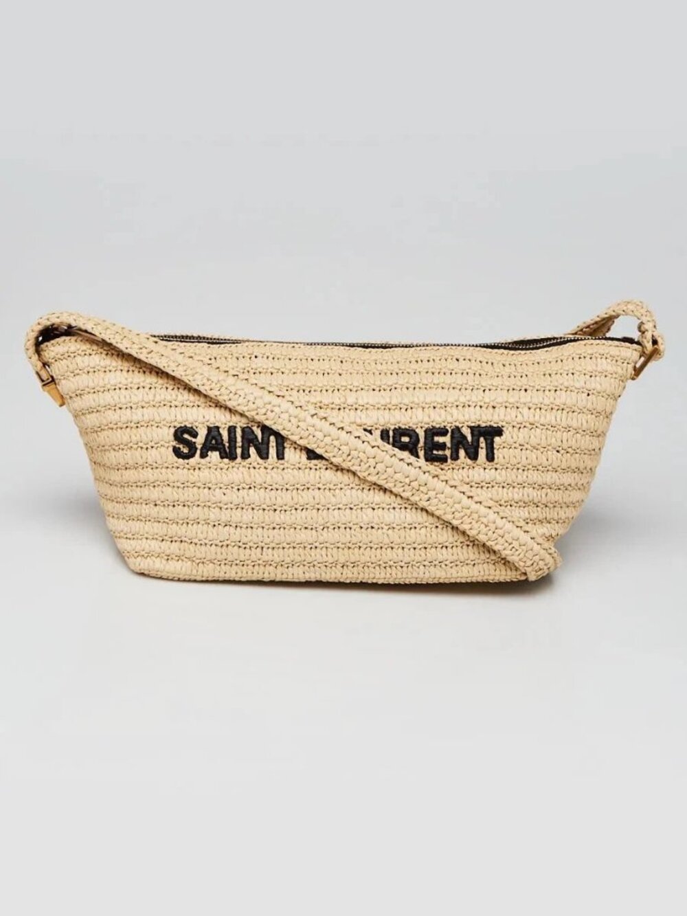 Yves Saint Laurent Natural Woven Raffia Le Tuc Shoulder Bag